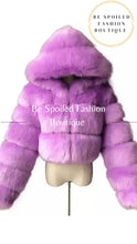 Load image into Gallery viewer, Women’s Crop Top Hoodie Fur Coat
