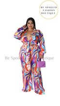 Load image into Gallery viewer, Plus Size Two-Piece Long Sleeve Color Printed Pants Set
