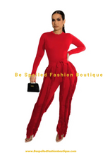 Load image into Gallery viewer, Women’s 2 Piece Long Sleeve Tassel Pants Set
