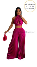 Load image into Gallery viewer, Two-Piece Crop Top Backless Wide Pants Show Stopper Set
