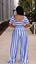 Load image into Gallery viewer, Women Casual Strip Crop Top Pants Two- Piece Set
