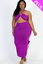 Load image into Gallery viewer, Plus Size Crisscross Halter Top Side Split Skirt Set
