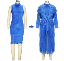 Load image into Gallery viewer, Women Plush Comfy Dress Set  With Long Sleeve Cover
