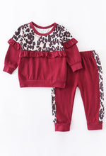 Load image into Gallery viewer, Red Leopard Ruffle Pants Set
